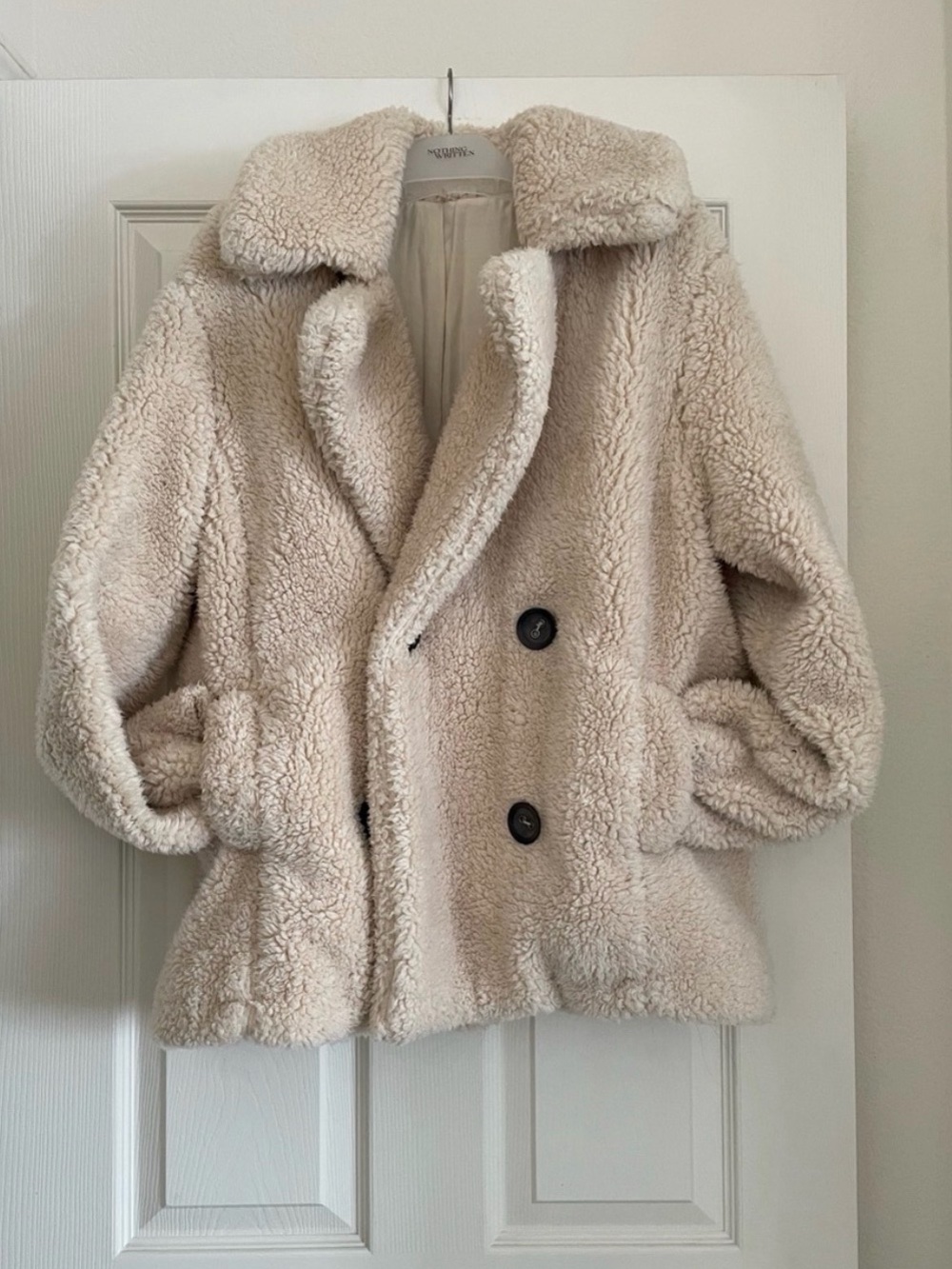 Free People Cream Teddy coat XS(runs big oversized fit)